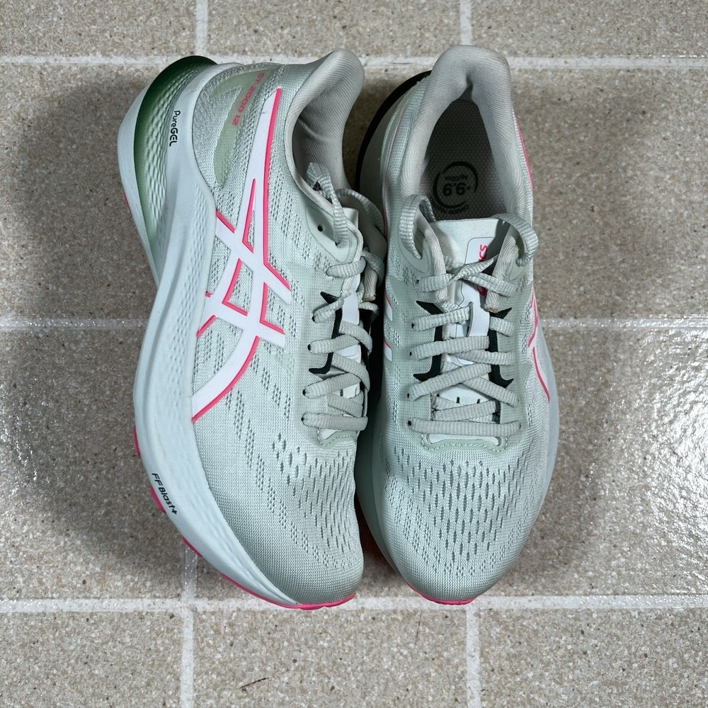 Asics GT-2000 12 Shoes Womens Sz 7 Pure Aqua Pink Mesh Lace Up Sneakers 1012B506